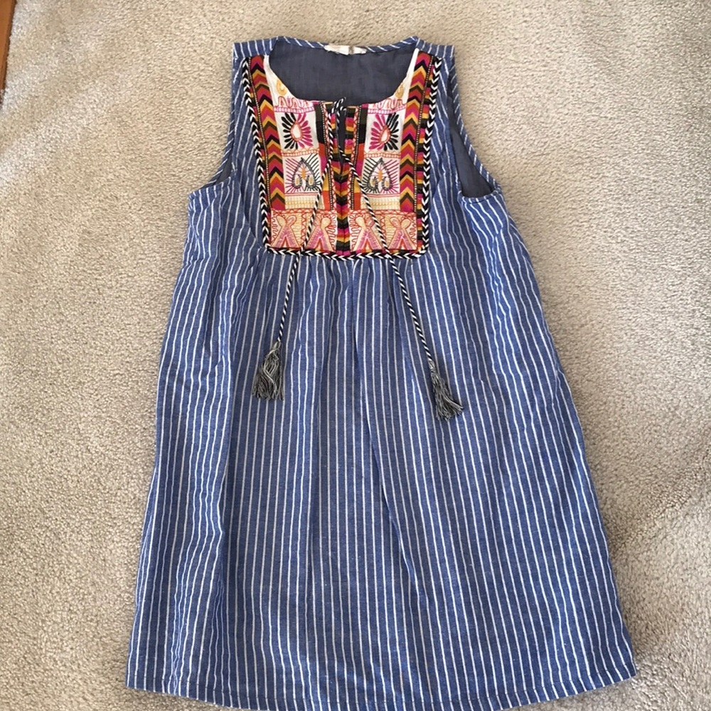 Entro blue sleeveless linen style dress